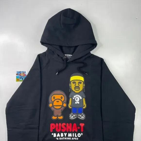 BAPE x Pusha T Baby Milo Pullover Hoodie Limited Edition Size L - Picture 3 of 9